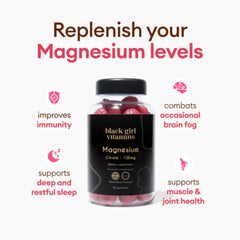 Black Girl Vitamins magnesium gummies berry-flavored gummy ready to take.