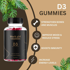Vitamin D3 2000 IU bottle from Black Girl Vitamins supports mood and energy.