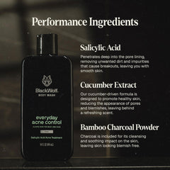 Black Wolf bottle showing blue sage and citrus scent for an invigorating wash