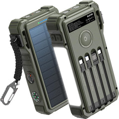 BLAVOR Solar Power Bank closed front view highlights all-in-one charging