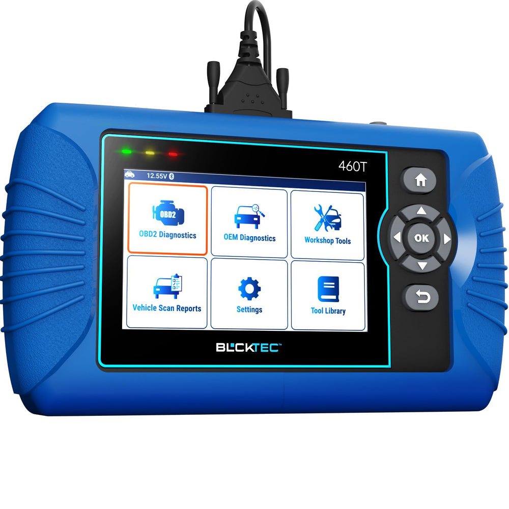 BLCKTEC 460T OBD2 scanner front view for quick diagnostics and easy setup