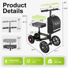 BlessReach Deluxe Medical Scooter side view showing double handbrakes for easy steering.