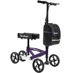 BlessReach Steerable Knee Walker Purple assembled view showing portable design for home use