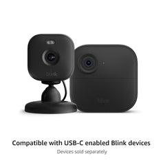Blink 13ft USB-C power adapter ensures continuous power for Blink devices in rain or shine.