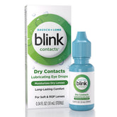Blink Contacts Lubricating Eye Drops bottle close-up for daily lens hydration
