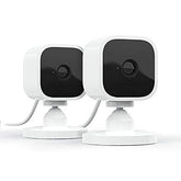 Blink Mini compact indoor camera front view for day and night monitoring.