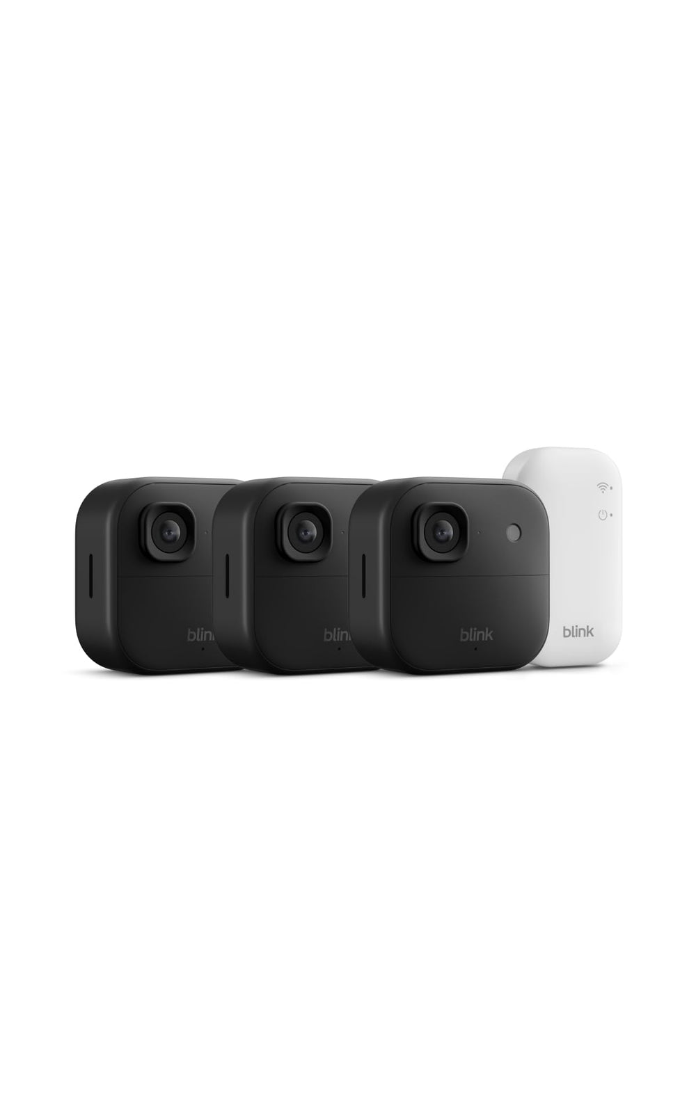 Blink Outdoor 2K+ front view shows discreet weatherproof design for outdoor security.