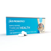 BLIS ThroatHealth vanilla lozenges bottle on a clean surface for daily throat support.