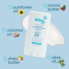 Bliss Baby Mineral Sunscreen Stick being applied to the face for gentle coverage