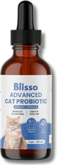 Blisso Pet Advanced Cat Probiotic Drops bottle for daily digestion support in cats.