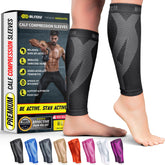 BLITZU calf sleeves flatlay showing breathable fabric for all-day comfort.