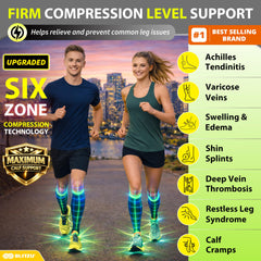 BLITZU calf sleeves worn on leg during run for support.