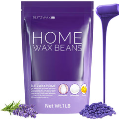 BLITZWAX Lavender hard wax beads packaging for at-home use and salon-quality results.