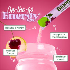 Bloom Nutrition energy packet Cherry Lime for fruity energy lift.