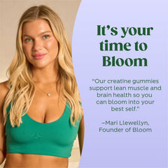 Bloom Nutrition Creatine Gummies close-up showing chewy texture and berry flavor.