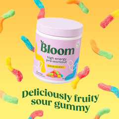 Bloom Nutrition pre workout with green tea extract for clean energy.