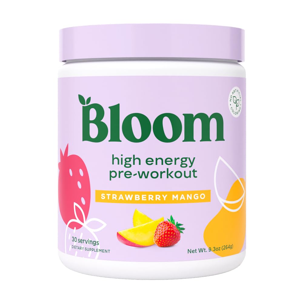 Bloom Nutrition High Energy Pre Workout tub ready for energized training sessions