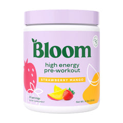 Bloom Nutrition High Energy Pre Workout tub ready for energized training sessions