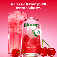 Bloom Pop bottle closeup featuring clean ingredients and label.