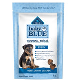 Blue Buffalo Baby BLUE Training Treats packaging highlights real chicken and DHA.
