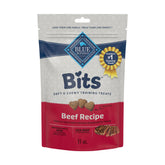 Blue Buffalo Bits soft beef treats in bag, ideal for training rewards.
