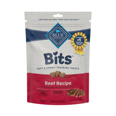 Blue Buffalo Bits soft treats with real beef first, ideal for gentle training rewards