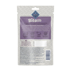 Blue Buffalo Blue Bits Plus immune treats bag highlights immune support formula.
