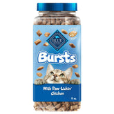 Blue Buffalo Bursts Crunchy-Creamy cat treats in a bowl for tasty training rewards.