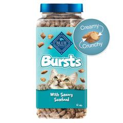 Blue Buffalo Bursts: crunchy shell with creamy center, enticing texture for cats.
