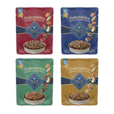 Blue Buffalo Delectables Chicken Topper pouch beside kibble for a tastier meal