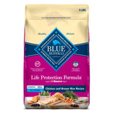 Blue Buffalo Life Protection Small Breed Senior bag front showing wholesome ingredients