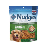 Blue Buffalo Nudges Grillers bag front highlights real chicken as the first ingredient for tasty rewards.