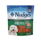 Blue Buffalo Nudges Jerky Cuts package front with real chicken first ingredient.