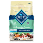 Blue Buffalo puppy dry food with lamb first ingredient supports growing puppies.