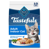 Blue Buffalo Tastefuls 10lb bag for indoor cats supports daily feeding.