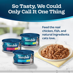 Blue Buffalo Tastefuls chicken entree in gravy promotes meal variety.