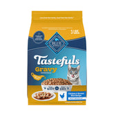 Blue Buffalo Tastefuls Irresistible Gravy Experience front packaging highlights real chicken and no artificial additives