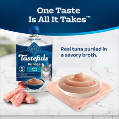 Blue Buffalo Tastefuls Purées with Tuna supports portion control with a twist-cap
