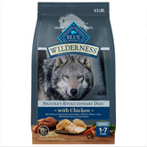 Blue Buffalo Wilderness chicken recipe bag front shows real chicken first ingredient.