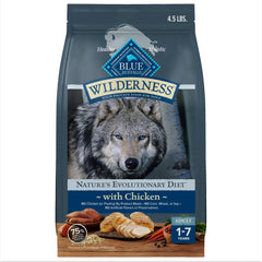 Blue Buffalo Wilderness chicken recipe bag front shows real chicken first ingredient.