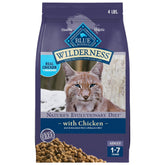 Blue Buffalo Wilderness real chicken first ingredient on bag signals protein-focused cat nutrition