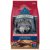 Blue Buffalo Wilderness salmon-first kibble supports lean muscle health.