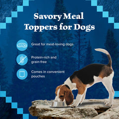 Blue Buffalo Wilderness Trail Toppers meal topper use – easy mix with dry kibble.