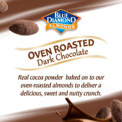 Blue Diamond Almonds dark-chocolate-coating enhances the crunchy almond bite