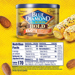 Blue Diamond Elote Street Corn almonds close-up reveals chili lime and cheesy spice.
