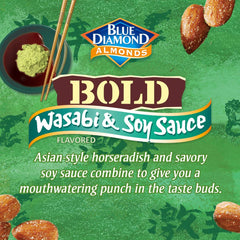 Blue Diamond Wasabi & Soy Almonds close-up crunch texture.
