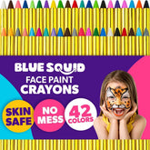 Blue Squid face paint crayons packaging for easy selection