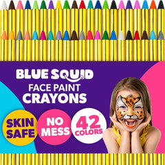 Blue Squid face paint crayons packaging for easy selection
