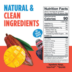 Blue Stripes Cacao Superfruit Gummies bottle with colorful gummies ideal for family snacks.