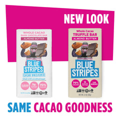 Blue Stripes dairy-free gluten-free vegan bar label emphasizes clean ingredients